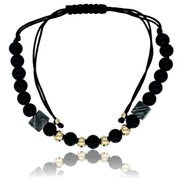 Órakísérő arany karkötő ónix és jáspis ásványokkal