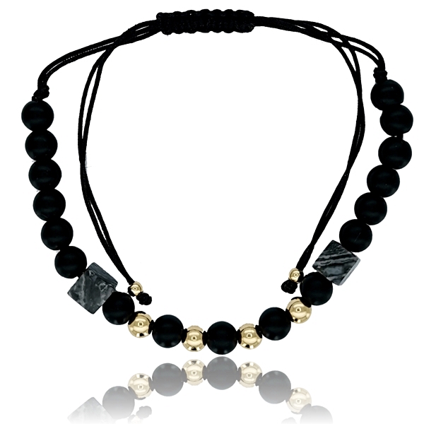 Órakísérő arany karkötő ónix és jáspis ásványokkal