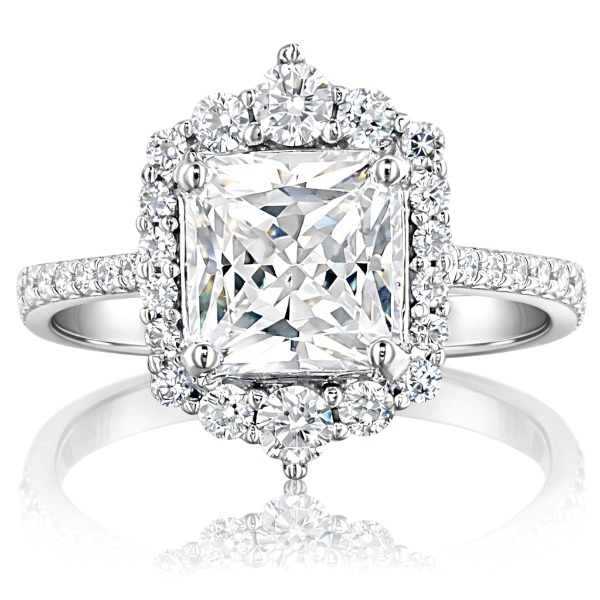 Fehér arany halo eljegyzési gyűrű