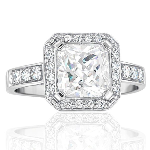 Fehér arany princess halo eljegyzési gyűrű