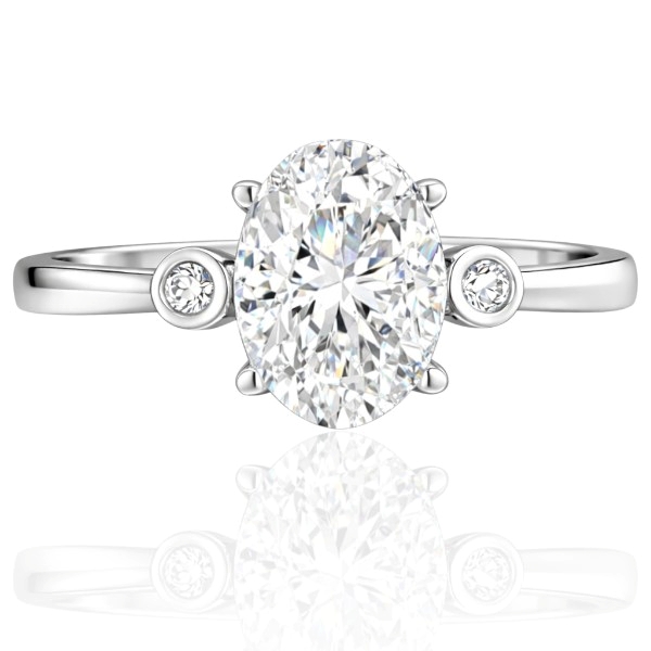 Fehér arany ovális köves eljegyzési gyűrű