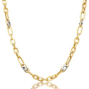 14-karatos-sarga-arany-nyaklanc (2) Vastag férfi kétszínű arany nyaklánc