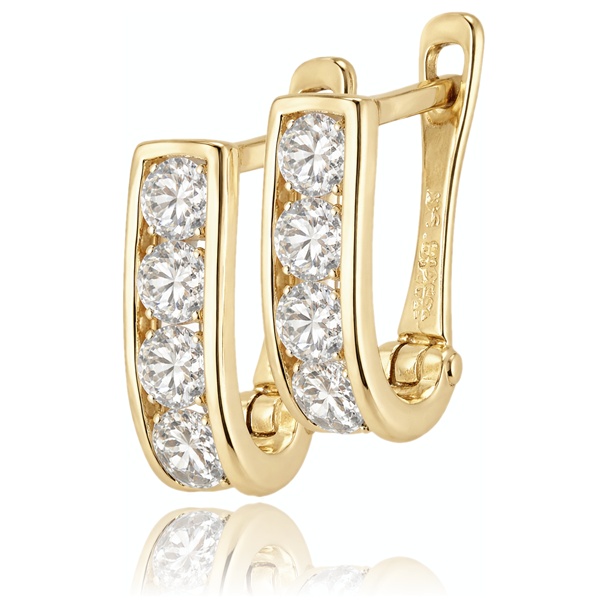 Sárga arany baba fülbevaló fehér kővel