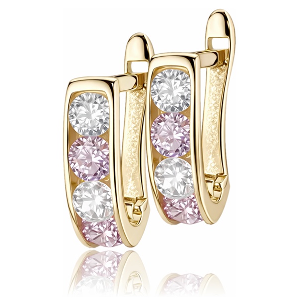 arany-baba-es-gyerek-fulbevalo-17 Sárga arany baba fülbevaló rózsaszín kővel