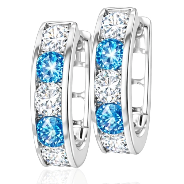 Fehér arany baba fülbevaló kék kővel