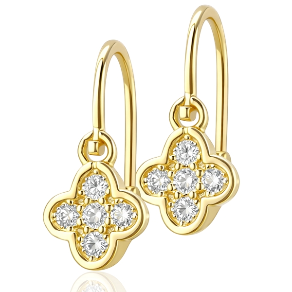 Arany baba fülbevaló fehér kővel