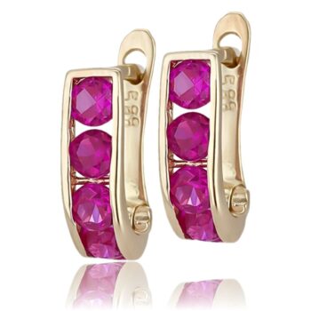 arany-baba-es-gyerek-fulbevalo-2 Sárga arany baba fülbevaló pink kővel