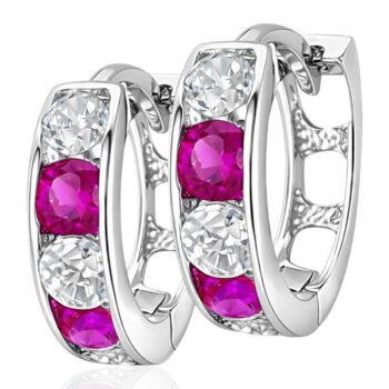 arany-baba-es-gyerek-fulbevalo-25 Fehér arany baba karika fülbevaló pink kővel