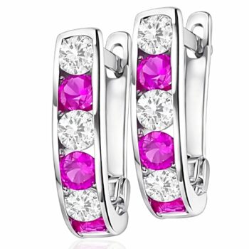 arany-baba-es-gyerek-fulbevalo-28 Francia kapcsos fehér arany baba fülbevaló pink kővel