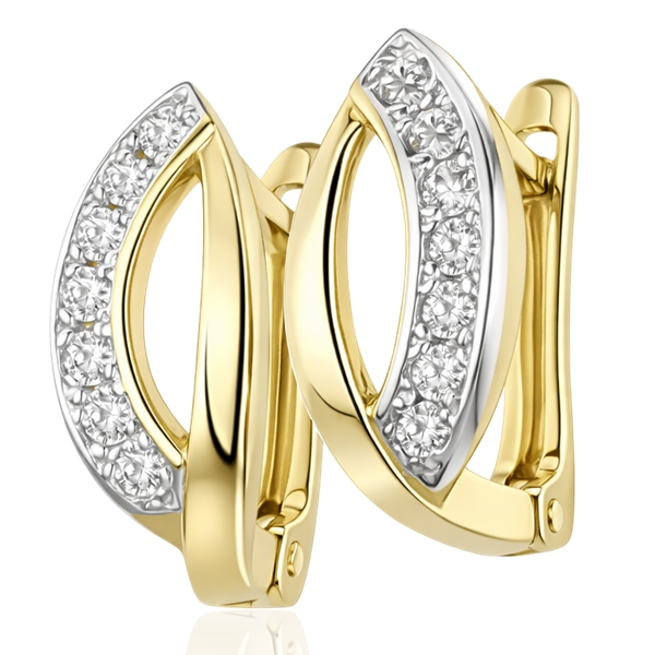 Arany gyerek fülbevaló fehér kővel