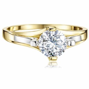 arany-eljegyzesi-gyuru Sárga arany szoliter eljegyzési gyűrű kétszínű foglalattal