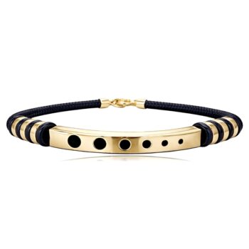 Arany férfi bőr karkötő modern betéttel