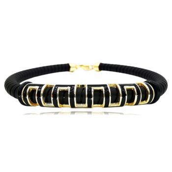 arany-ferfi-kaucsukos-karkoto Arany férfi kaucsuk karkötő geometrikus betéttel