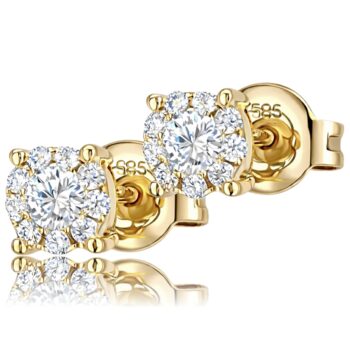 Sárga arany gyémánt halo fülbevaló