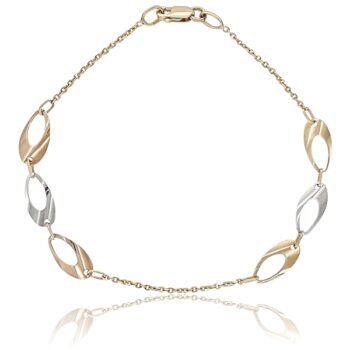 arany-karkoto-arany-karlanc-10 Háromszínű arany karkötő ovális elemekkel
