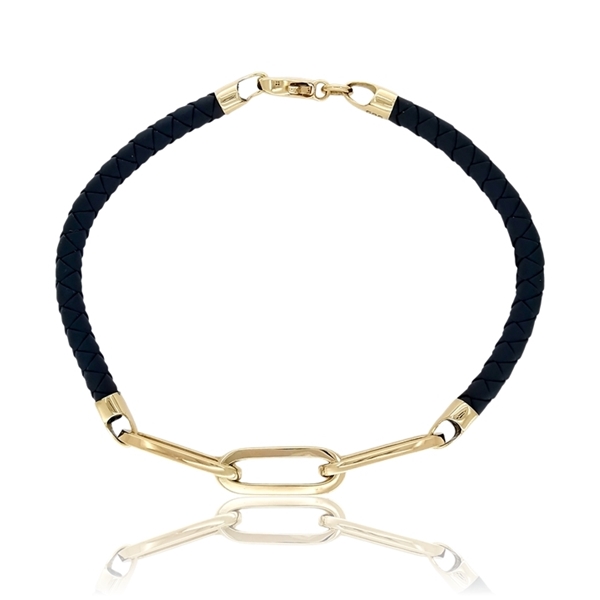 Paperclip arany karkötő fonott bőrrel