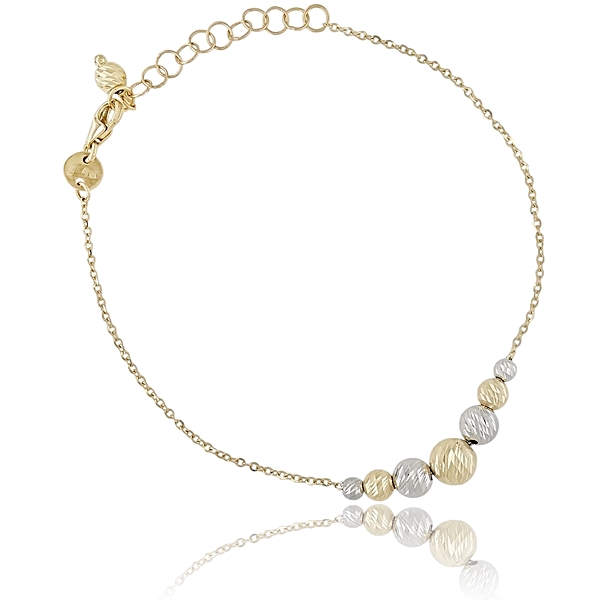 Sárga arany karkötő gyémántvésett golyókkal