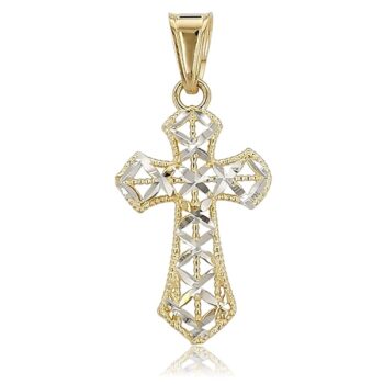 arany-kereszt-medal Sárga arany kereszt medál ródium díszítéssel