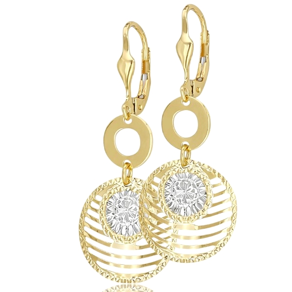 arany-logos-fulbevalo (1) Sárga arany lógós fülbevaló áttört kör formával