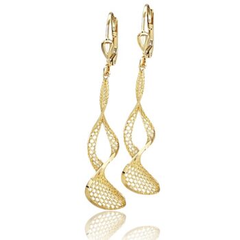 arany-logos-fulbevalo-3 Sárga arany lógós fülbevaló áttört csavart dísszel