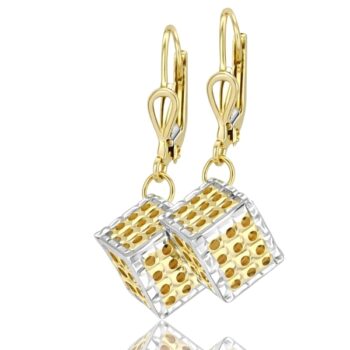 arany-logos-fulbevalo (4) Sárga arany lógós fülbevaló áttört kocka motívummal