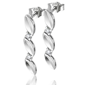 Fehér arany lógós fülbevaló cirkónia kövekkel