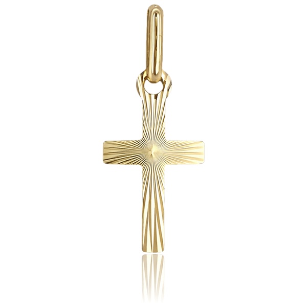 Sárga arany kereszt medál gyémántvésett mintával