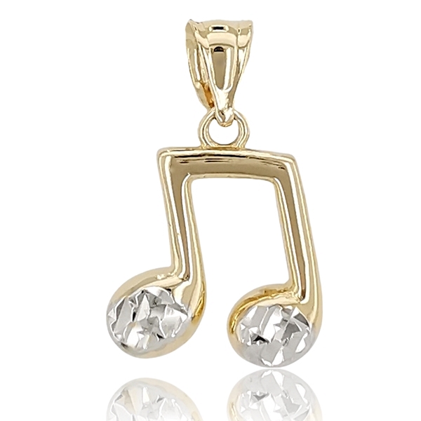 Sárga arany gyémántvésett hangjegy medál 