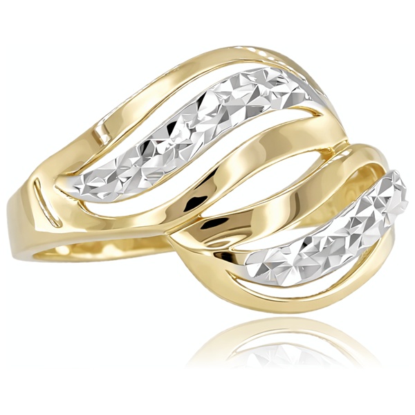 Arany gyűrű gyémántvésett betéttel ívelt kidolgozásban