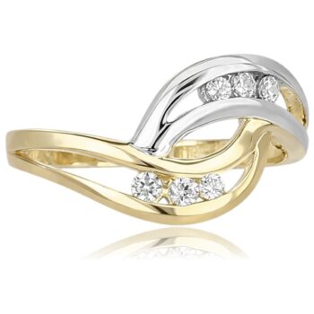 Arany gyűrű cirkónia kövekkel ívelt női formában