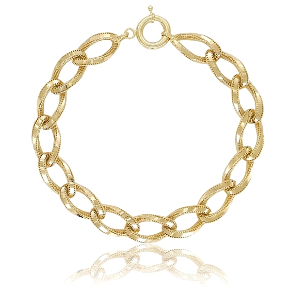 Vastag női arany karkötő ovális láncszemekkel