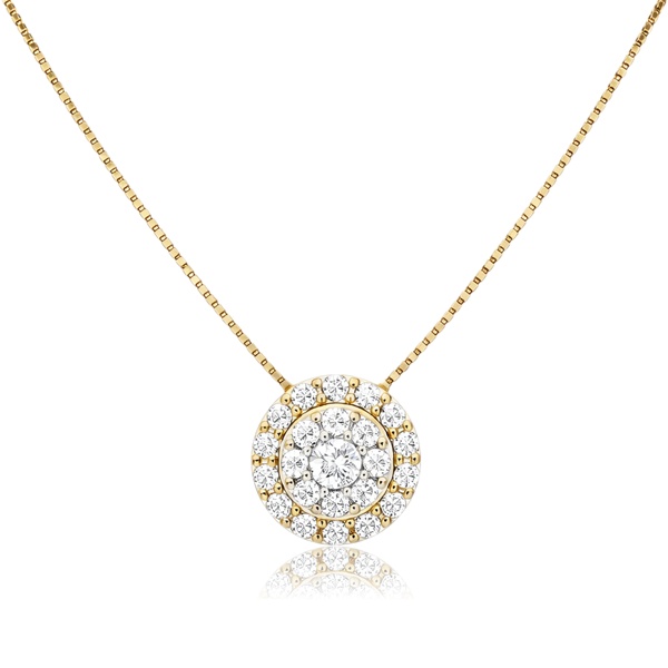 Sárga arany nyaklánc cirkónia köves medállal