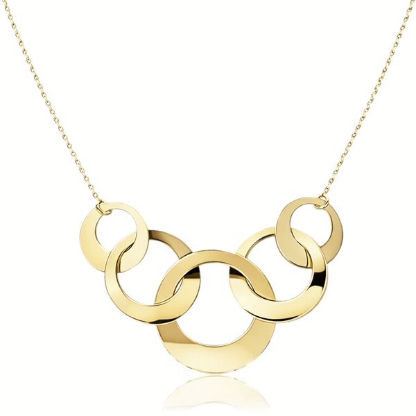 Sárga arany nyaklánc karika elemekkel