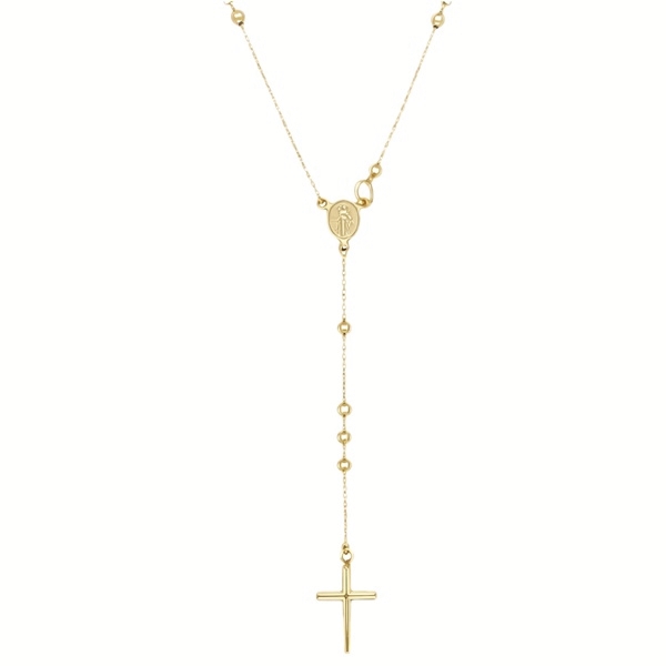Sárga arany nyaklánc rózsafüzér kereszttel