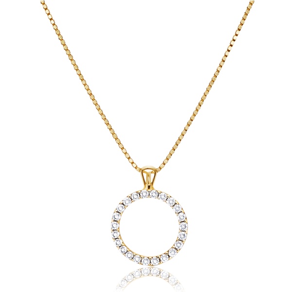 Sárga arany nyaklánc köves karika medállal