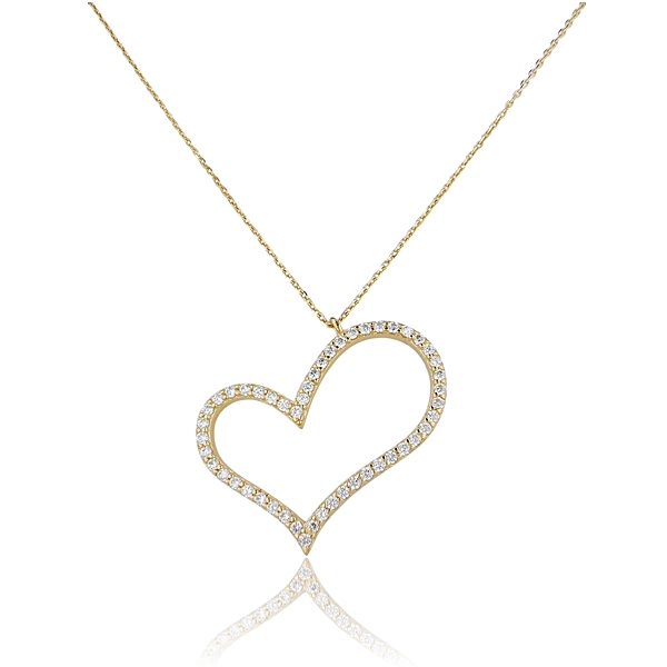 Sárga arany nyaklánc köves szív medállal