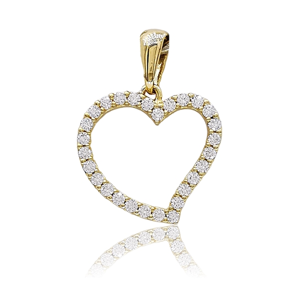 Sárga arany áttört szív medál