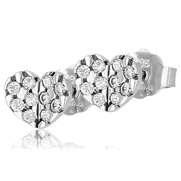 Fehér arany szív bedugós fülbevaló