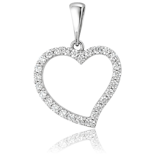 Fehér arany áttört szív medál