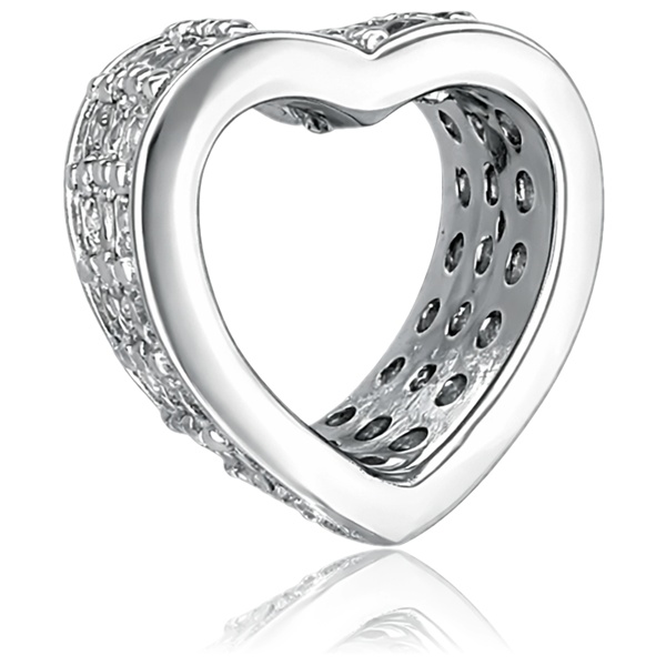 Fehér arany köves szív charm