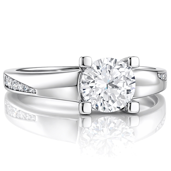 Fehér arany oldalköves eljegyzési gyűrű