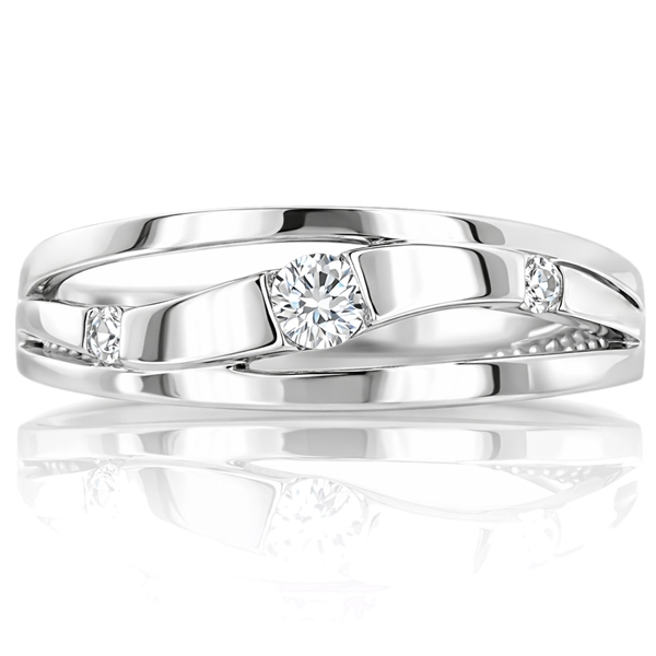 Fehér arany ívelt eljegyzési gyűrű