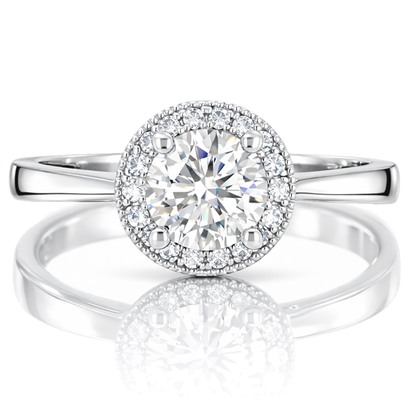 Fehér arany halo eljegyzési gyűrű