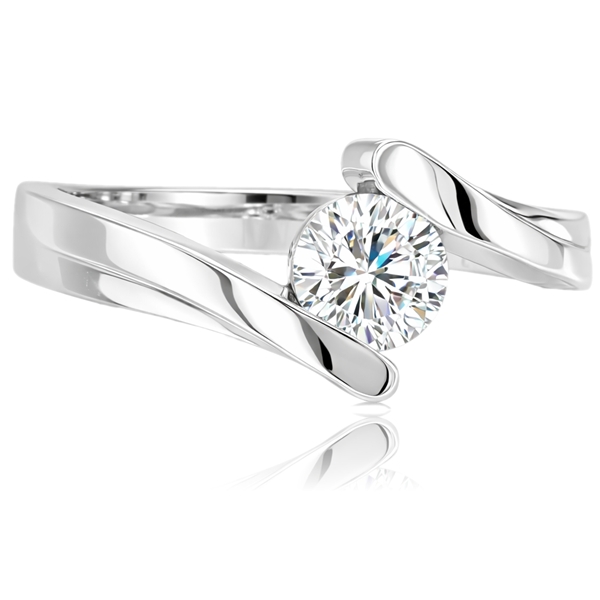 Letisztult fehér arany eljegyzési gyűrű 