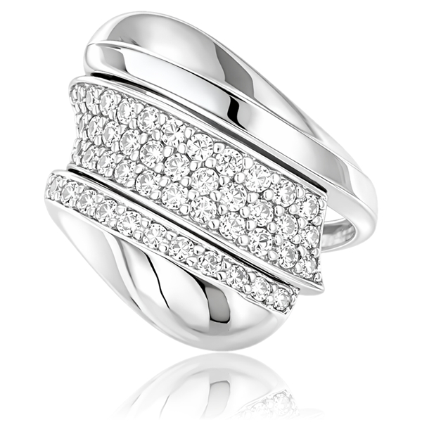 Fehér arany széles köves gyűrű