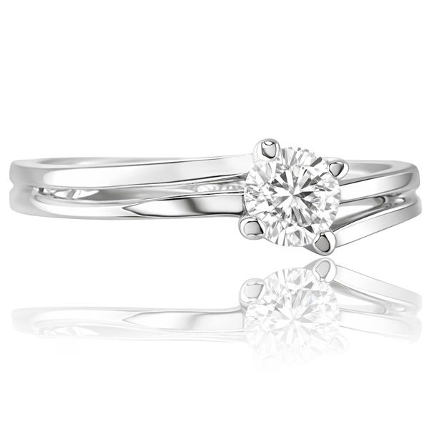 Fehér arany szoliter eljegyzési gyűrű