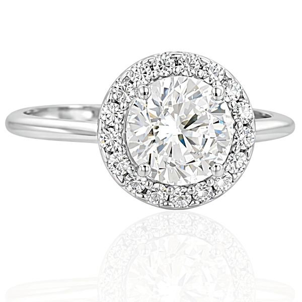 Fehér arany halo eljegyzési gyűrű