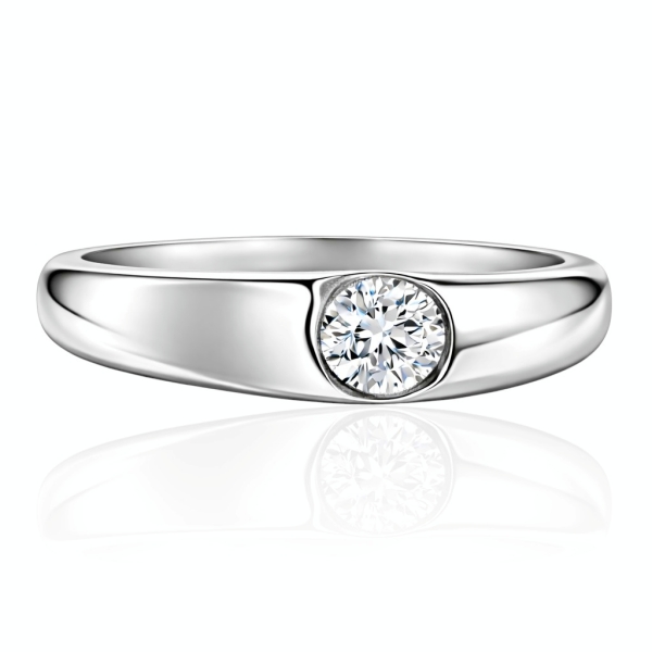 Fehér arany eljegyzési gyűrű süllyesztett foglalattal