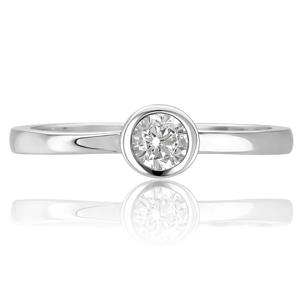 Fehér arany button szoliter eljegyzési gyűrű