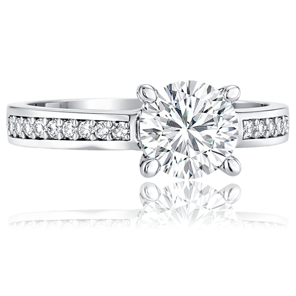 Fehér arany oldalköves eljegyzési gyűrű